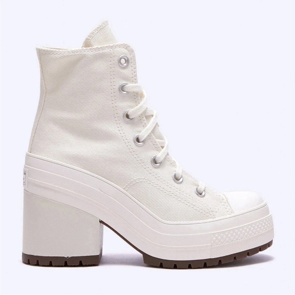 Converse Women's Cream High-Top Block Heel Sneakers - Picture 3 of 6